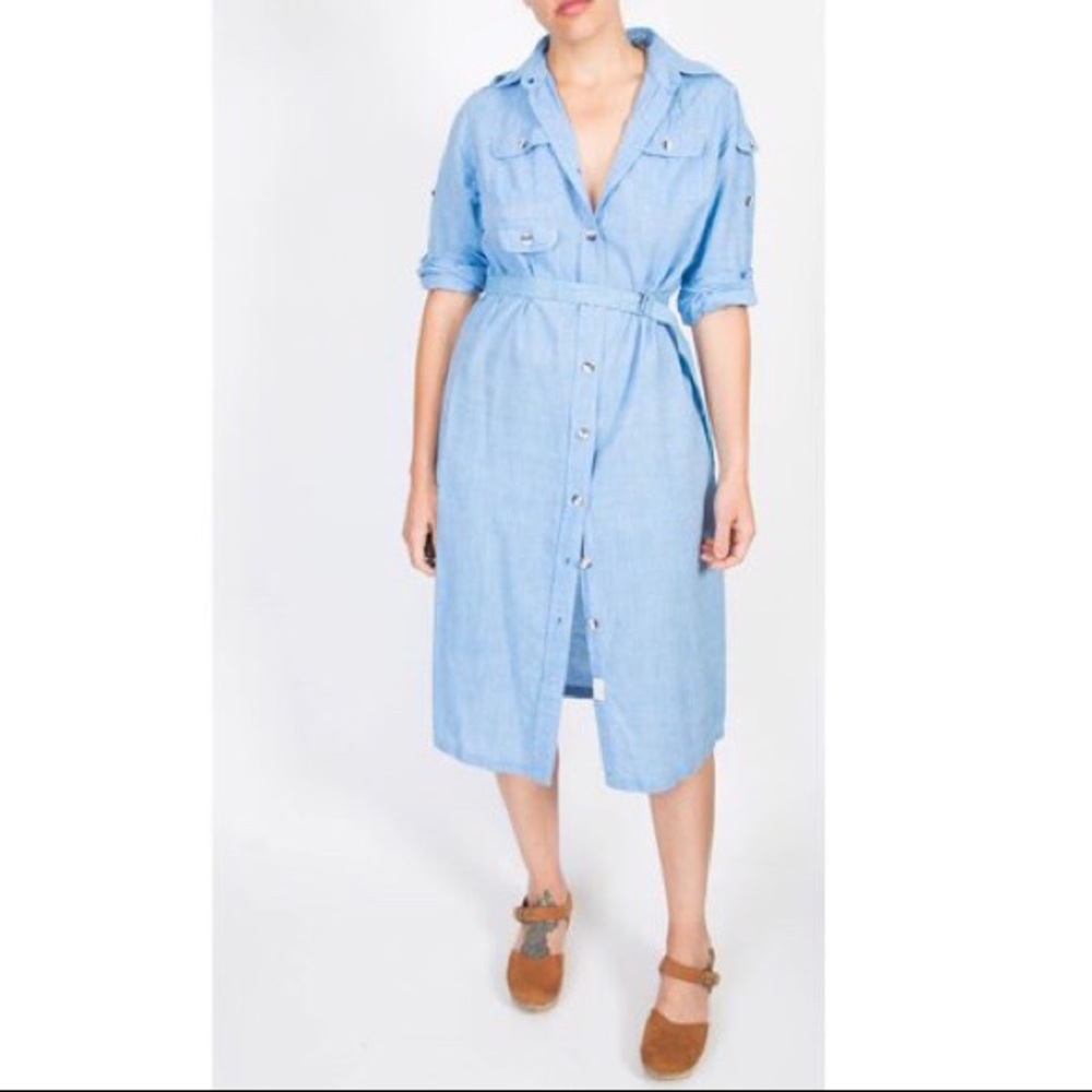 Vintage banana republic chambray shirt dress 1980s
